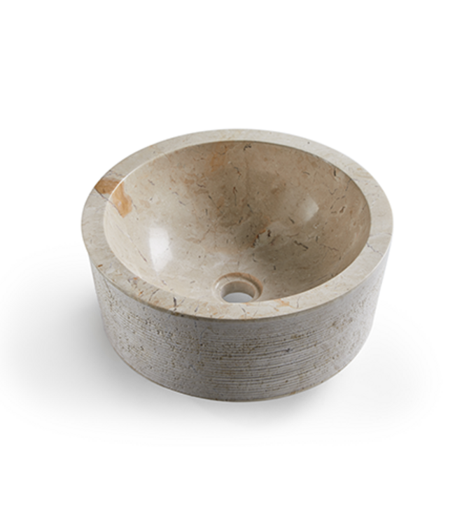 Rene Houtman Waskom Marmer Crème 40x40x15 Cm Gefrijnd Geribbeld