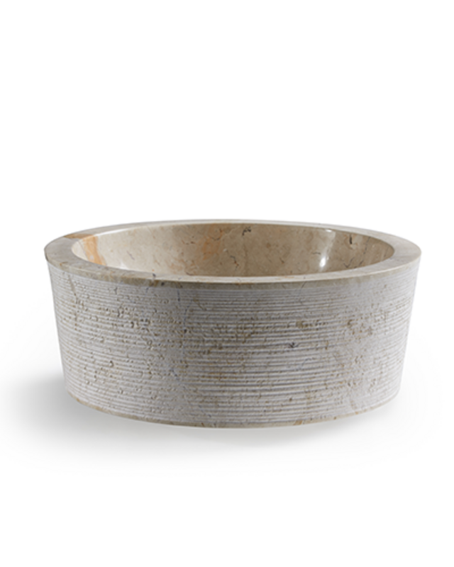 Rene Houtman Waskom Marmer Crème 40x40x15 Cm Gefrijnd Geribbeld