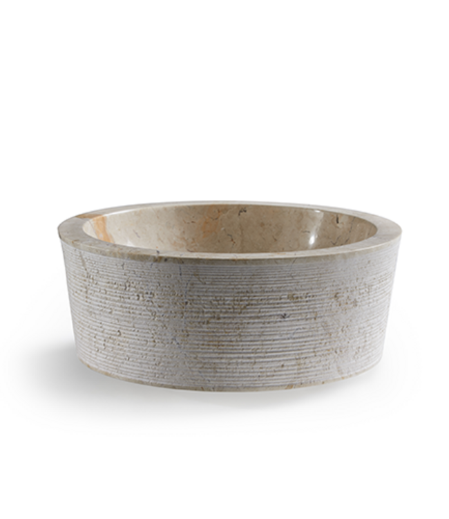 Rene Houtman Waskom Marmer Crème 40x40x15 Cm Gefrijnd Geribbeld