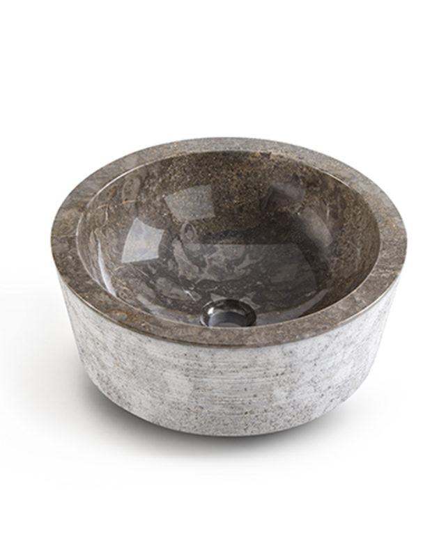 Rene Houtman Waskom Marmer Grijs 40x40x15 Cm Gefrijnd Geribbeld