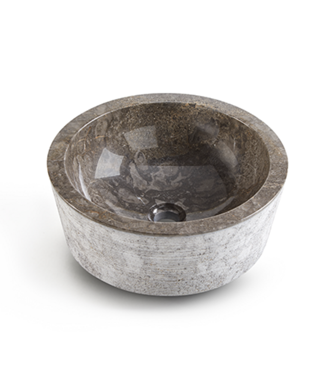 Rene Houtman Waskom Marmer Grijs 40x40x15 Cm Gefrijnd Geribbeld