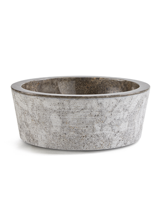 Rene Houtman Waskom Marmer Grijs 40x40x15 Cm Gefrijnd Geribbeld