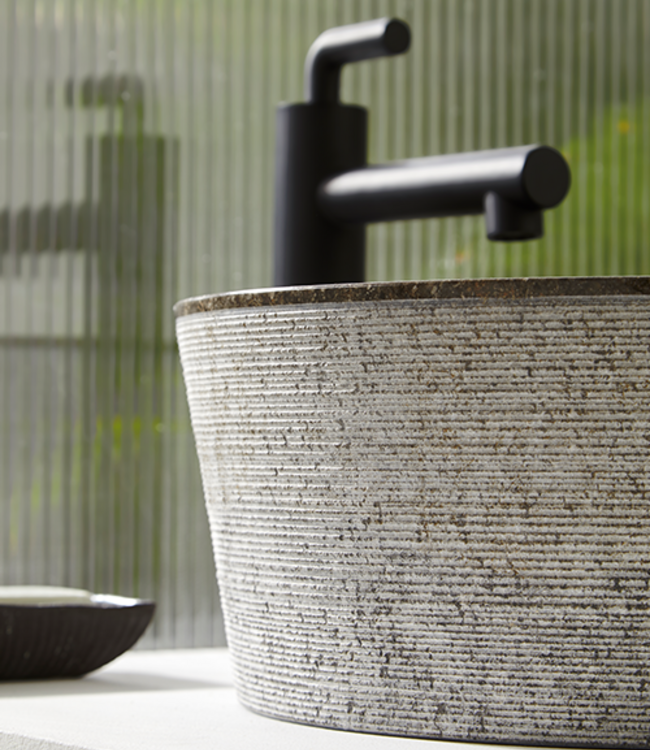 Rene Houtman Waskom Marmer Grijs 40x40x15 Cm Gefrijnd Geribbeld