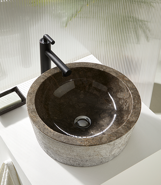 Rene Houtman Waskom Marmer Grijs 40x40x15 Cm Gefrijnd Geribbeld