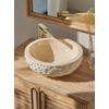 Waskom Marmer Crème Rond 40x40x15 Cm Lijnen/Gekapt