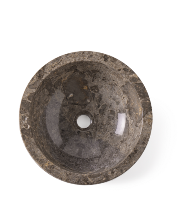 Rene Houtman Waskom Marmer Grijs Rond 40x40x15 Cm Lijnen/Gekapt