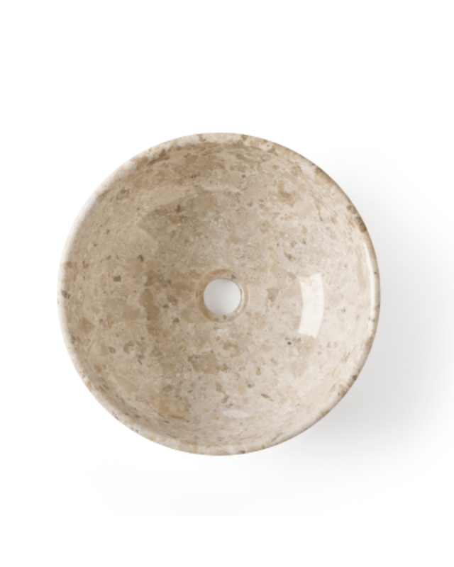 Rene Houtman Waskom Marmer Crème Rond 35x15 Cm Glad