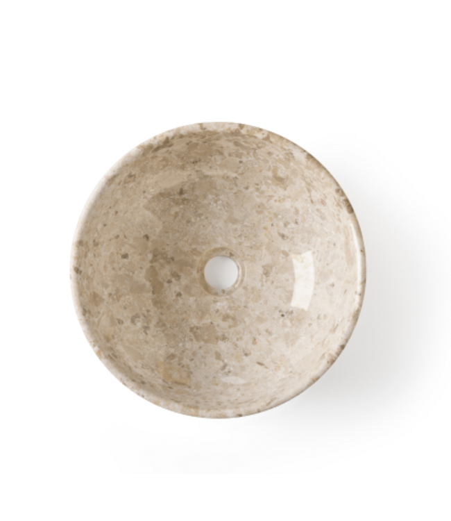 Rene Houtman Waskom Marmer Crème Rond 35x15 Cm Glad