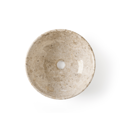 Rene Houtman Waskom Marmer Crème Rond 35x15 Cm Glad