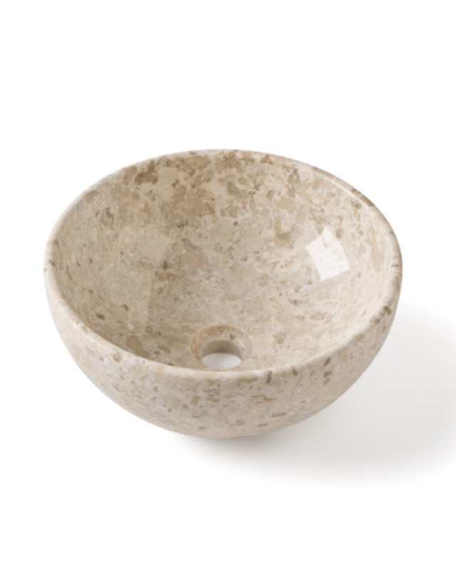 Rene Houtman Waskom Marmer Crème Rond 35x15 Cm Glad