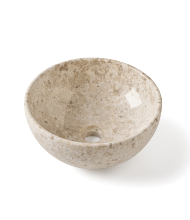 Rene Houtman Waskom Marmer Crème Rond 35x15 Cm Glad