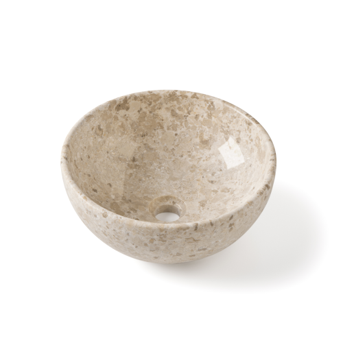Rene Houtman Waskom Marmer Crème Rond 35x15 Cm Glad