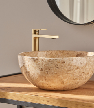 Rene Houtman Waskom Marmer Crème Rond 35x15 Cm Glad