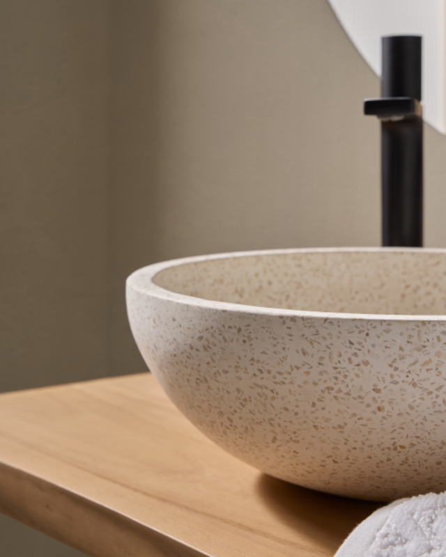 Rene Houtman Waskom Terrazzo Rond 35x13 Cm Wit