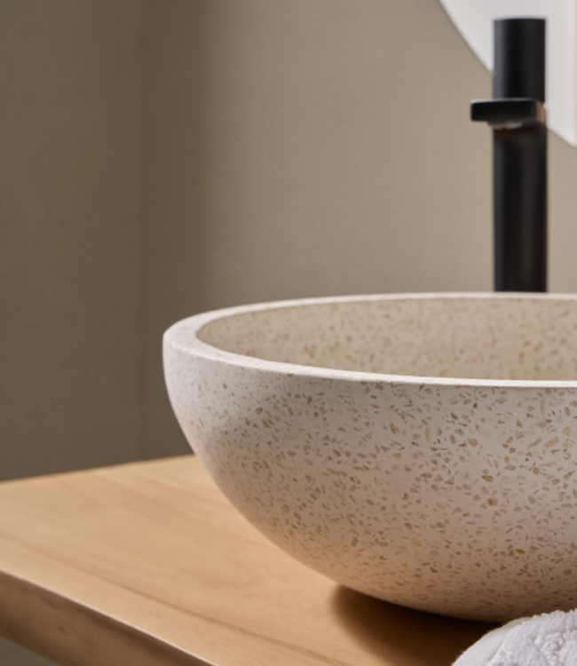 Rene Houtman Waskom Terrazzo Rond 35x13 Cm Wit