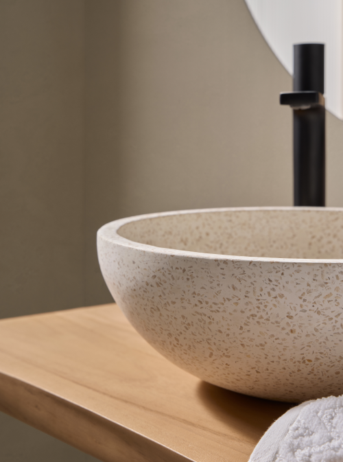 Rene Houtman Waskom Terrazzo Rond 35x13 Cm Wit