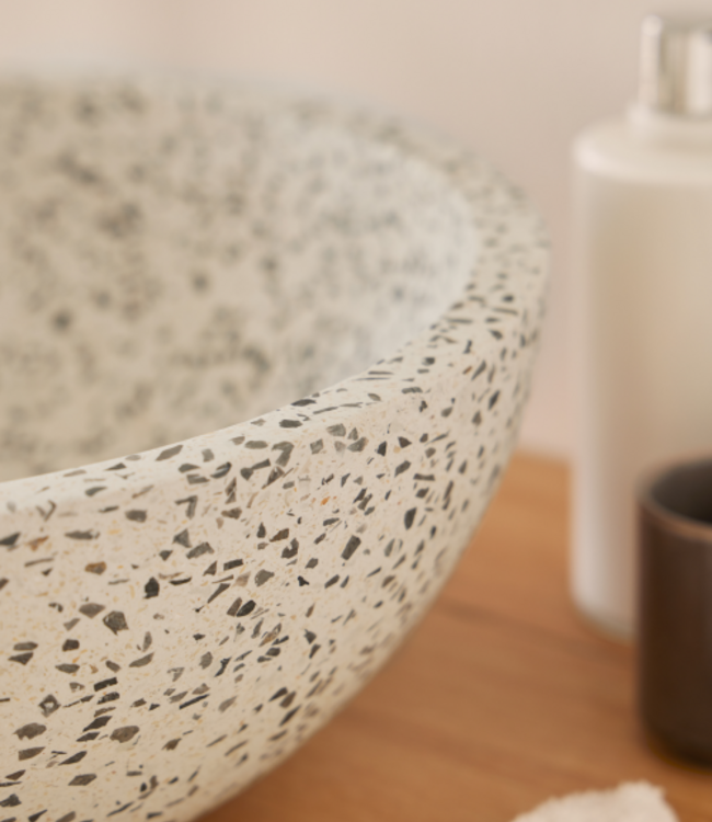 Rene Houtman Waskom Terrazzo Rond 35x13 Cm Grijs