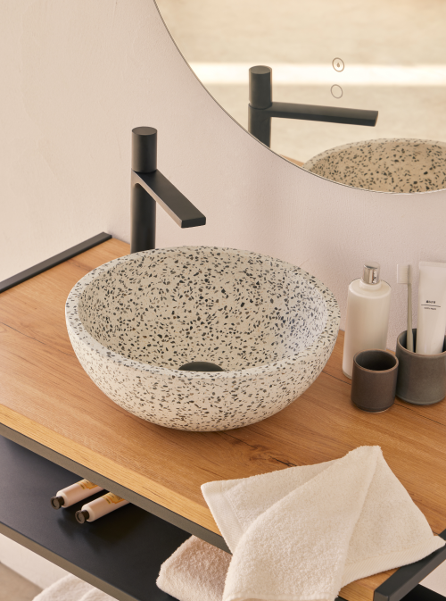 Rene Houtman Waskom Terrazzo Rond 35x13 Cm Grijs