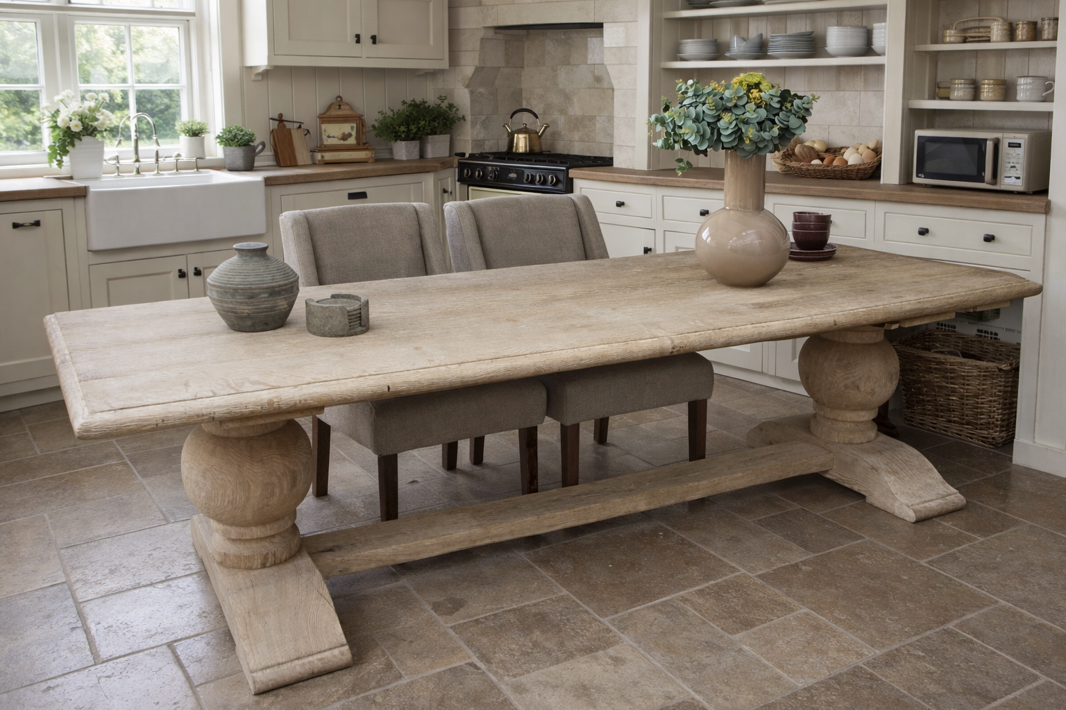 Rene Houtman Eiken Tafel Met Bolpoot | H75xB280xD92 cm
