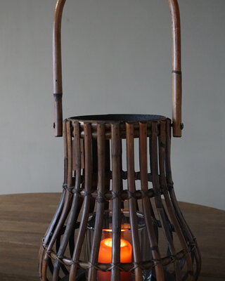 Rene Houtman Windlicht Lantaarn | Naturel/Donker Grijs | H38 x D33 cm