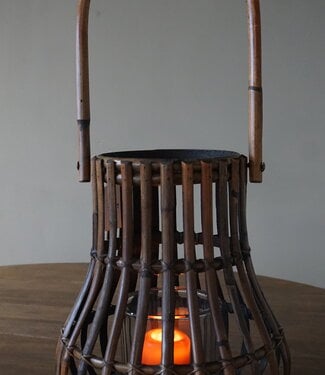 Rene Houtman Windlicht Lantaarn | Naturel/Donker Grijs | H38 x D33 cm