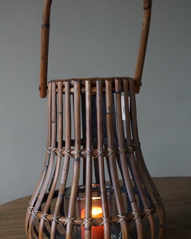 Rene Houtman Windlicht Lantaarn | Naturel/Donker Grijs | H45 x D34 cm