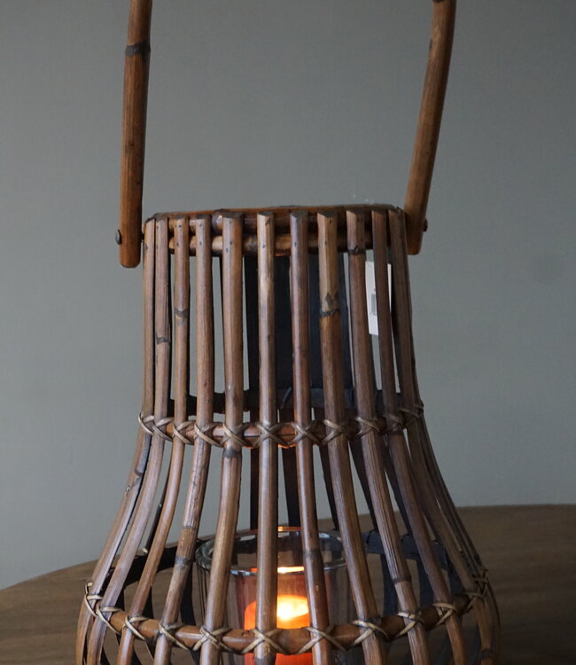 Rene Houtman Windlicht Lantaarn | Naturel/Donker Grijs | H45 x D34 cm