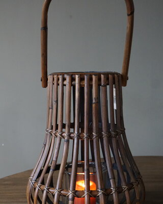 Rene Houtman Windlicht Lantaarn | Naturel/Donker Grijs | H45 x D34 cm