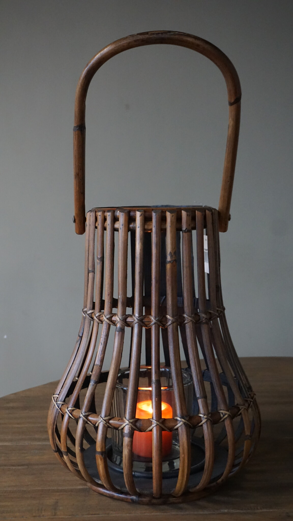 Rene Houtman Windlicht Lantaarn | Naturel/Donker Grijs | H45 x D34 cm