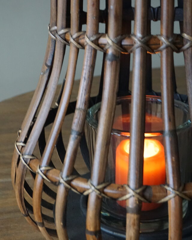 Rene Houtman Windlicht Lantaarn | Naturel/Donker Grijs | H45 x D34 cm