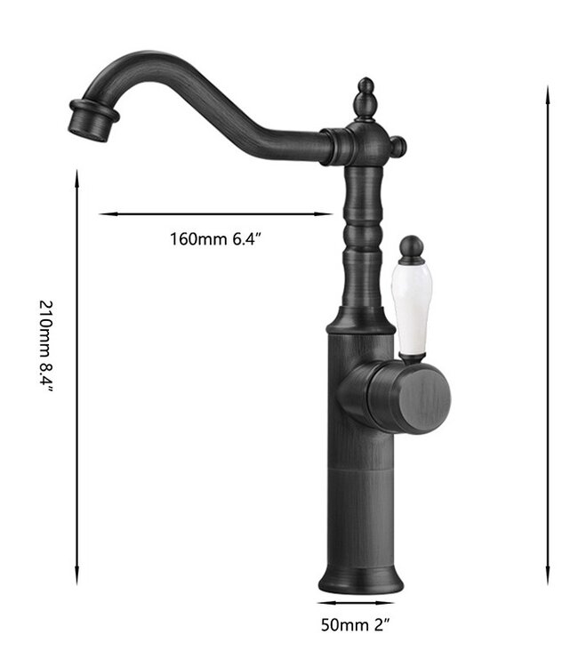 Rene houtman Wastafelkraan Klassiek Hoog | Zwart