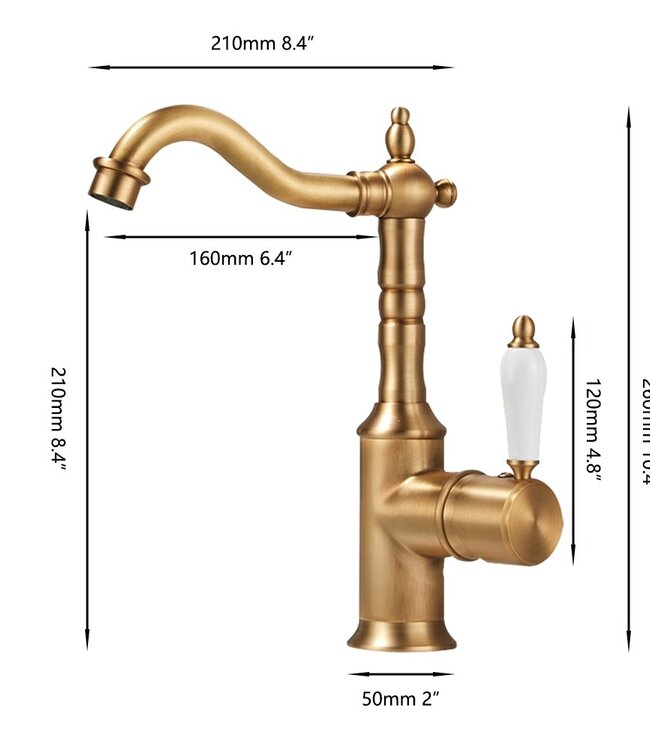 Rene houtman Landelijke wastafelkraan | Brons