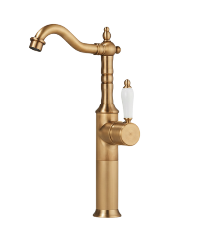 Rene houtman Landelijke Wastafelkraan Hoog | Bronskleur