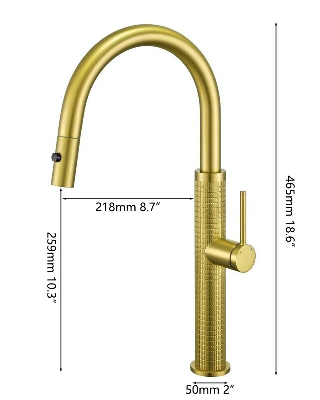 Rene Houtman Geborsteld gouden keukenkraan | H46,5 cm