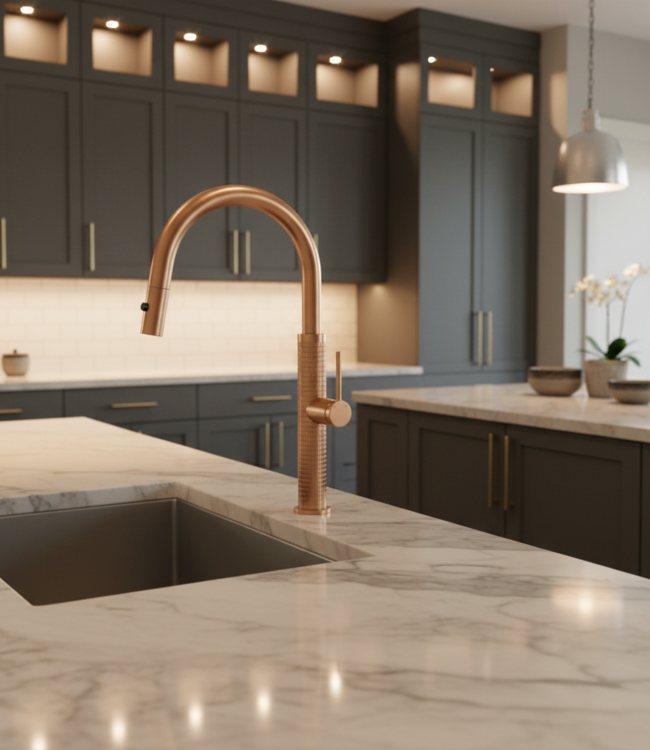 Rene houtman Rosé gouden keukenkraan | H46,5 cm