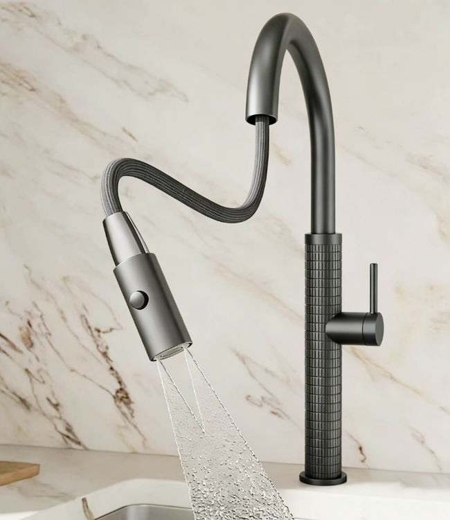 Rene houtman Gun metal keukenkraan | H46,5 cm