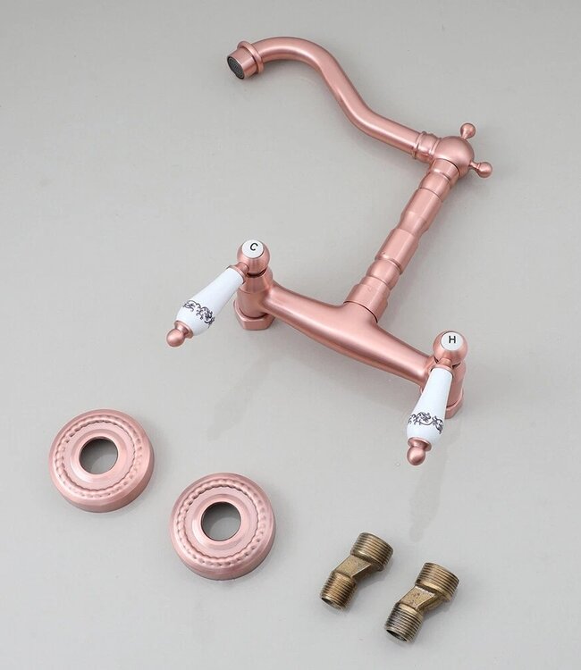 Rene houtman Koperkleurige landelijke muurkraan | H24,5 cm