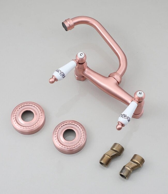 Rene houtman Koperkleurige landelijke muurkraan | Klein