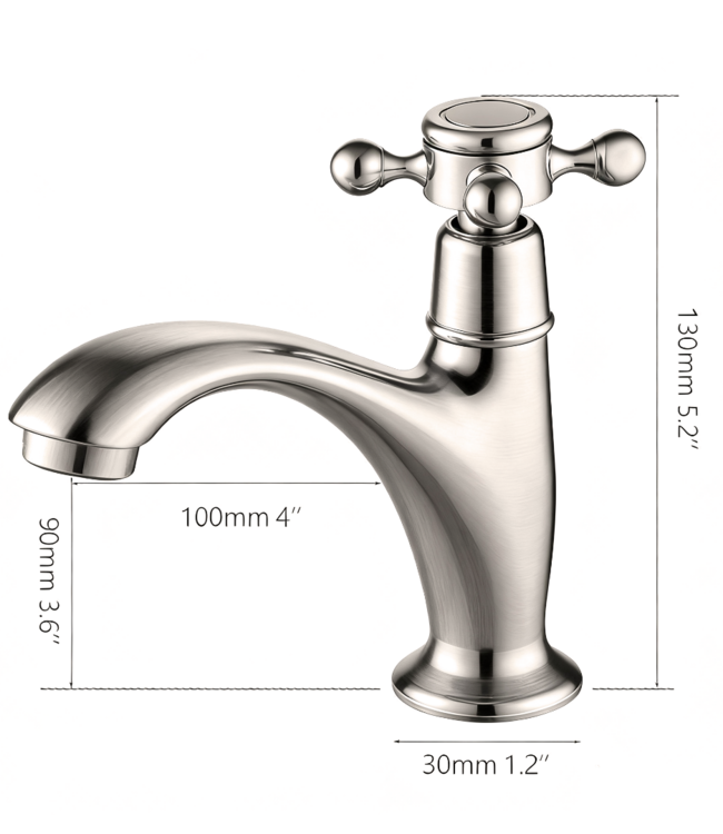 Rene houtman Nostalgische Koudwaterkraan | Geborsteld Nikkel