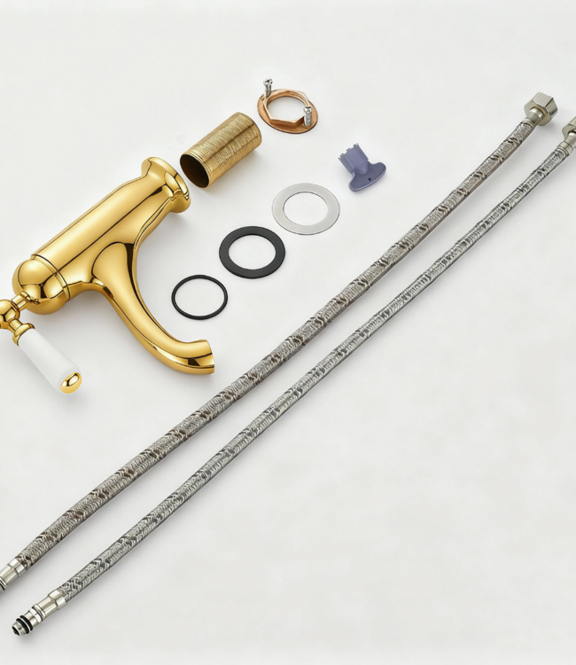 Rene houtman Nostalgische Wastafelkraan | Goudkleurig