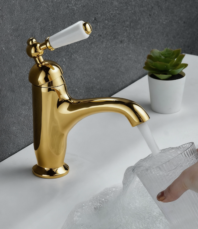 Rene houtman Nostalgische Wastafelkraan | Goudkleurig