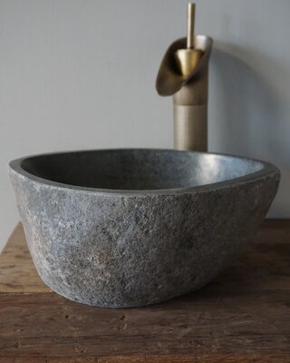 Rene Houtman Kleine Stenen Waskom + Spoelgat | H14 x B30 x D24 cm