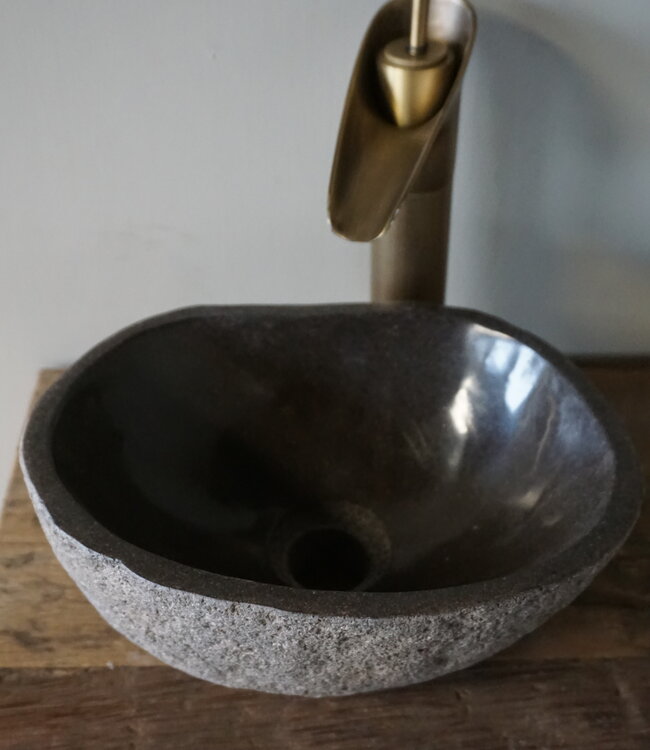 Rene Houtman Kleine Stenen Waskom + Spoelgat | H14 x B30 x D22 cm