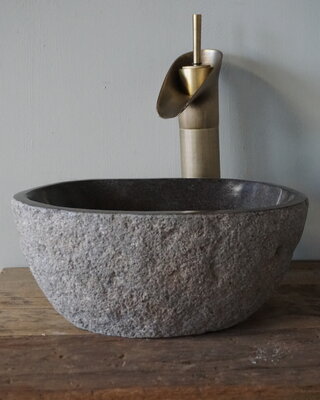 Rene Houtman Kleine Stenen Waskom + Spoelgat | H14 x B30 x D22 cm