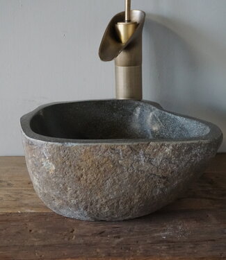 Rene Houtman Kleine Stenen Waskom + Spoelgat | H13 x B28 x D24 cm