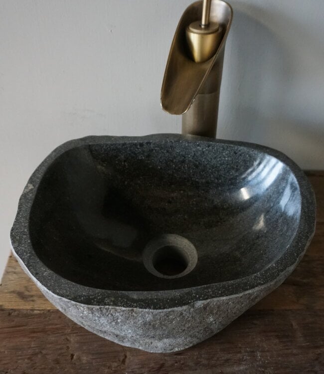 Rene Houtman Kleine Stenen Waskom + Spoelgat | H13 x B31,5 x D25 cm
