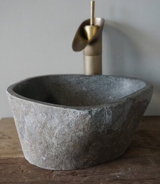 Rene Houtman Kleine Stenen Waskom + Spoelgat | H13,5 x B32 x D27 cm