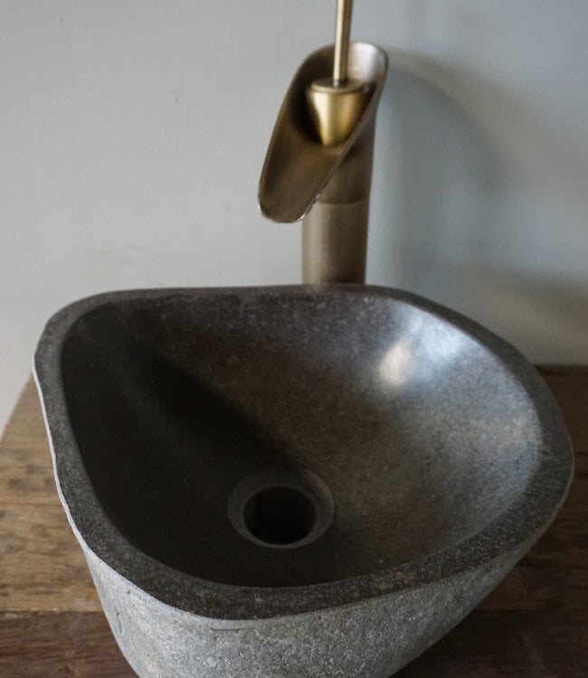 Rene Houtman Kleine Stenen Waskom + Spoelgat | H14 x B29,5 x D27 cm