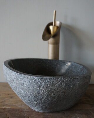 Rene Houtman Kleine Stenen Waskom + Spoelgat | H13,5 x B28 x D25 cm