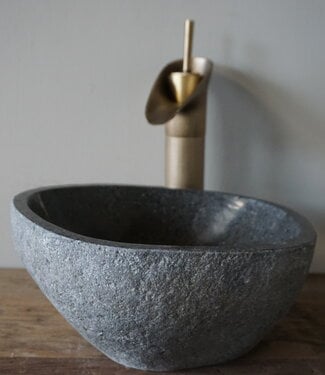 Rene Houtman Kleine Stenen Waskom + Spoelgat | H13,5 x B28 x D25 cm